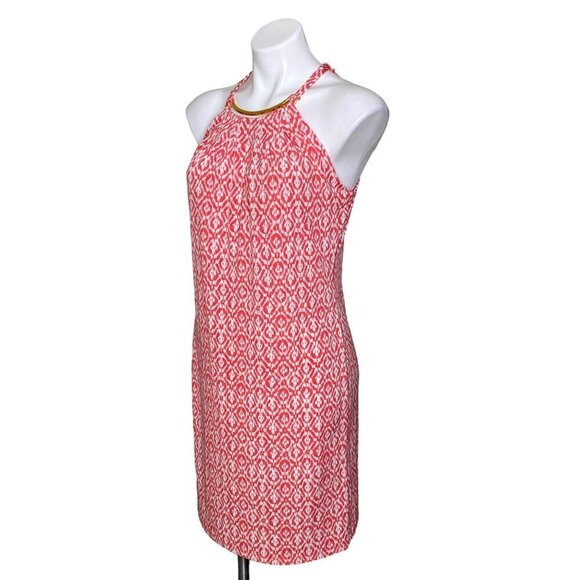 MICHAEL Michael Kors Logo Choker Mini Dress, Coral White Print Women's Size M - Picture 7 of 8